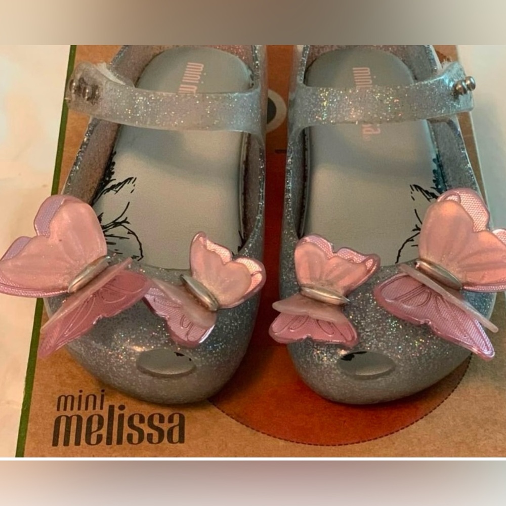 Mini Melissa Mini Ultragirl Fly Silver Glitter Shoes, Size 7 Toddler